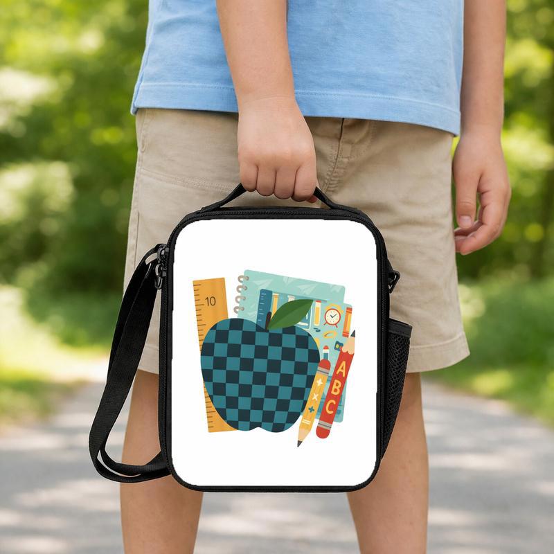 Apple Theme School Lunch Bag - Elementary School Learning Essentials Lunch Box Bag Apple Theme School Lunch Bag - Elementary School Learning Essentials Lunch Box Bag