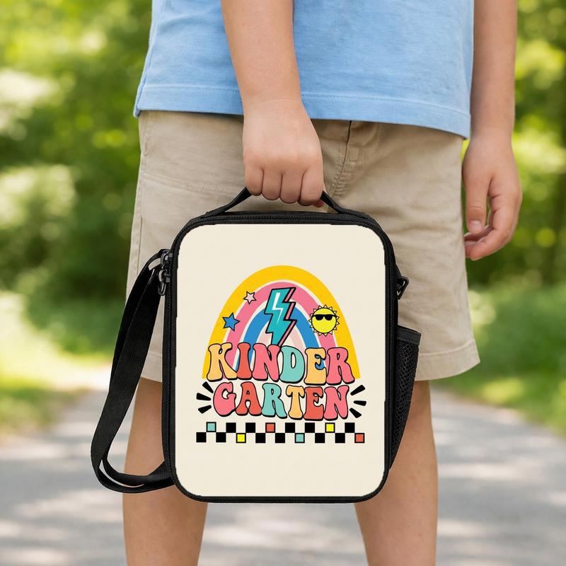 Back To School Lunch Bag - Fun Kindergarten Rainbow Cool Style Lunch Box Bag