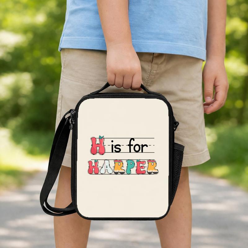 Back To School Lunch Bag - Personalized Kids Name Alphabet Design Lunch Box Bag Back To School Lunch Bag - Personalized Kids Name Alphabet Design Lunch Box Bag