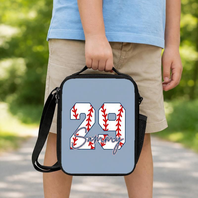 Baseball Back To School Lunch Bag - Custom Name And Number Lunch Box Bag Baseball Back To School Lunch Bag - Custom Name And Number Lunch Box Bag