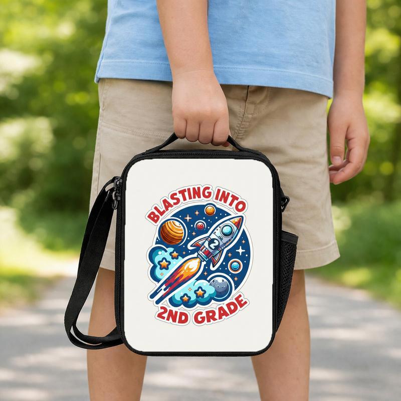 Blasting Into 2nd Grade Rocket Lunch Bag - Kids Back To School Fun Lunch Box Bag