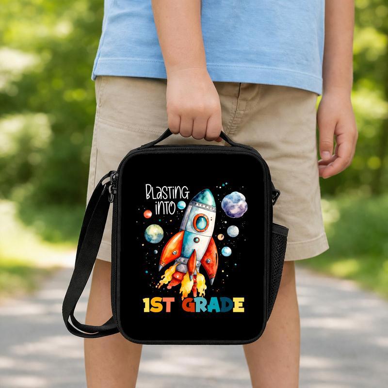 Blasting Into 1st Grade Rocket Lunch Bag - Back To School Space Theme Lunch Box Bag Blasting Into 1st Grade Rocket Lunch Bag - Back To School Space Theme Lunch Box Bag