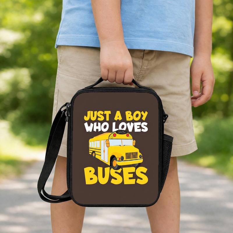 Boy Who Loves Buses Lunch Bag - Fun Kids Back To School Lunch Box Bag Boy Who Loves Buses Lunch Bag - Fun Kids Back To School Lunch Box Bag