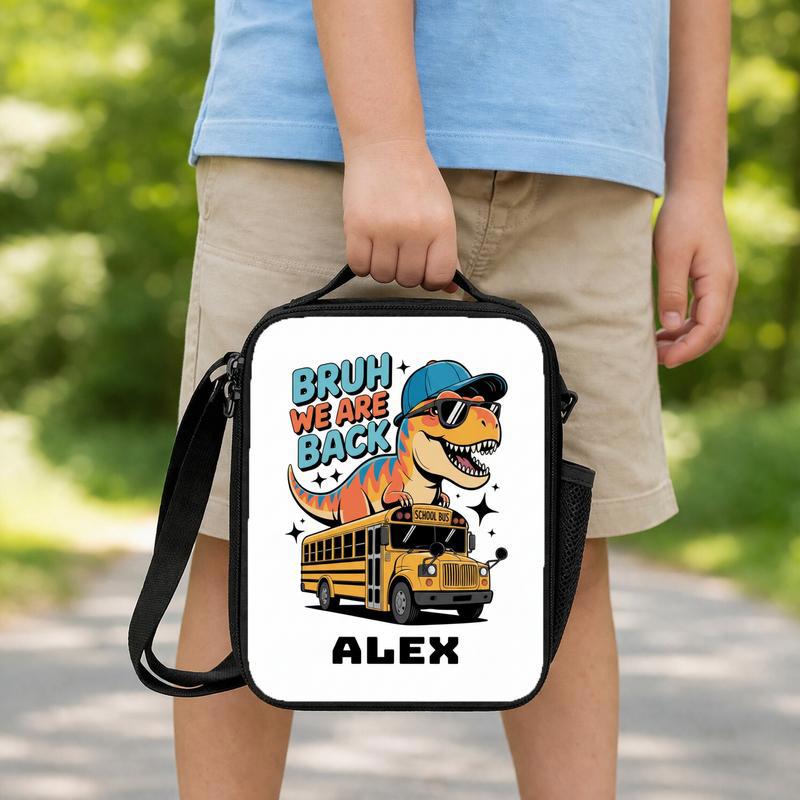 Bruh We Are Back Dinosaur Lunch Bag - Custom Name Kids Lunch Box Bag Bruh We Are Back Dinosaur Lunch Bag - Custom Name Kids Lunch Box Bag