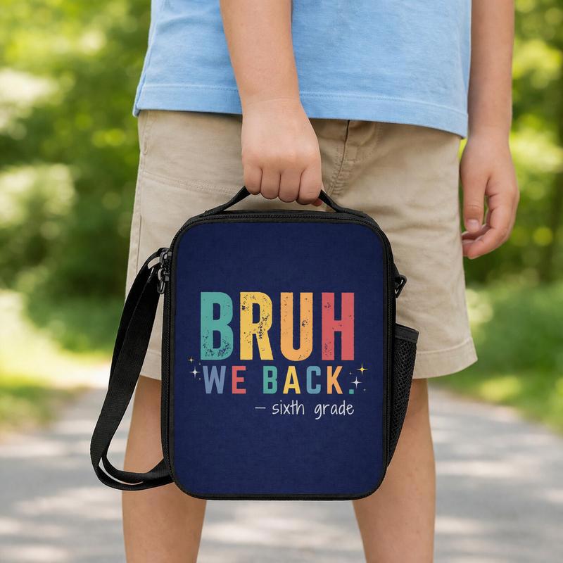 Bruh We Back Lunch Bag - Middle School Back To School Funny Lunch Box Bag