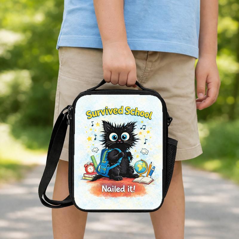 Cat Survived School Lunch Box Bag