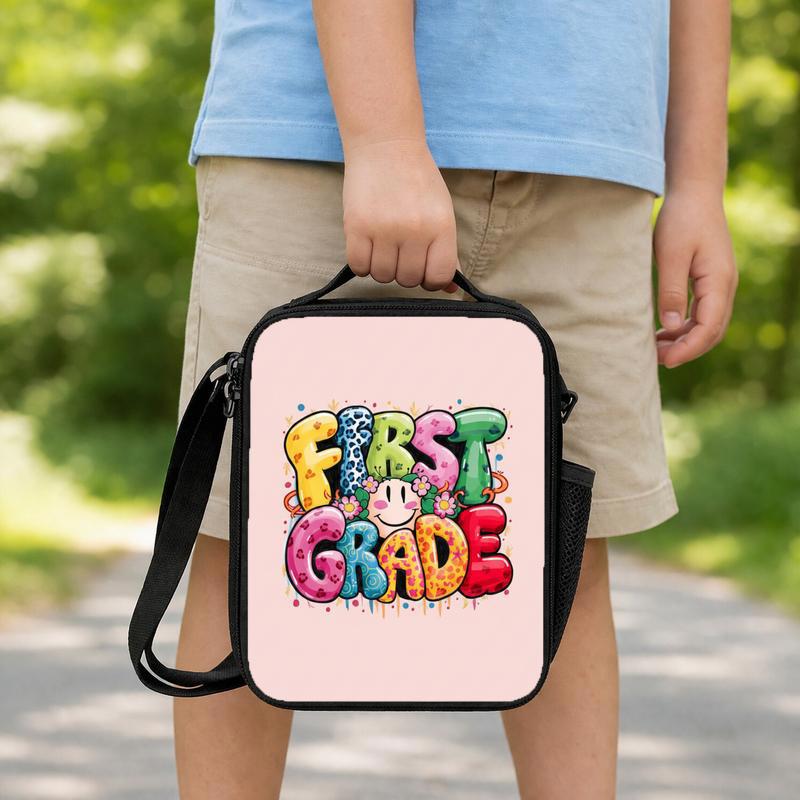 Color Pop First Grade Lunch Bag - Elementary School Smile Art Lunch Box Bag