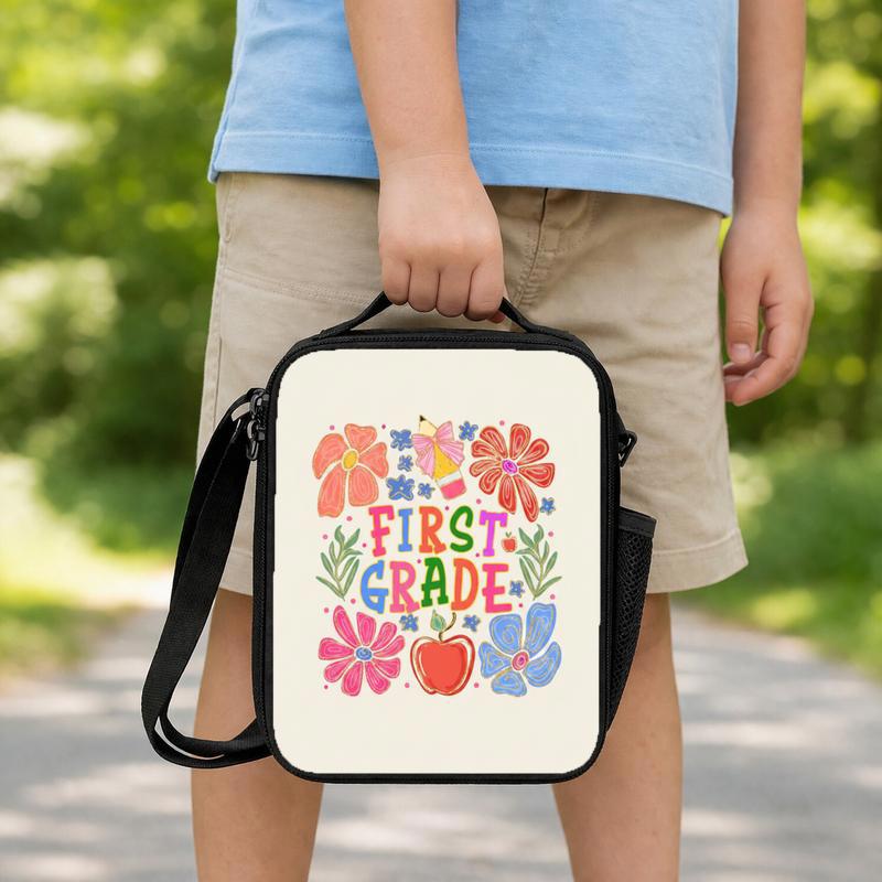 Colorful First Grade Lunch Bag - Elementary School Boho Vibes Lunch Box Bag