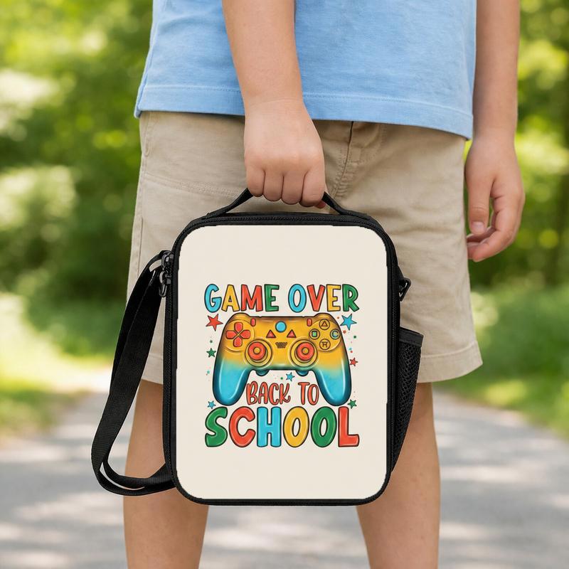 Colorful Game Over Lunch Bag - Back To School Gamer Kids Lunch Box Bag