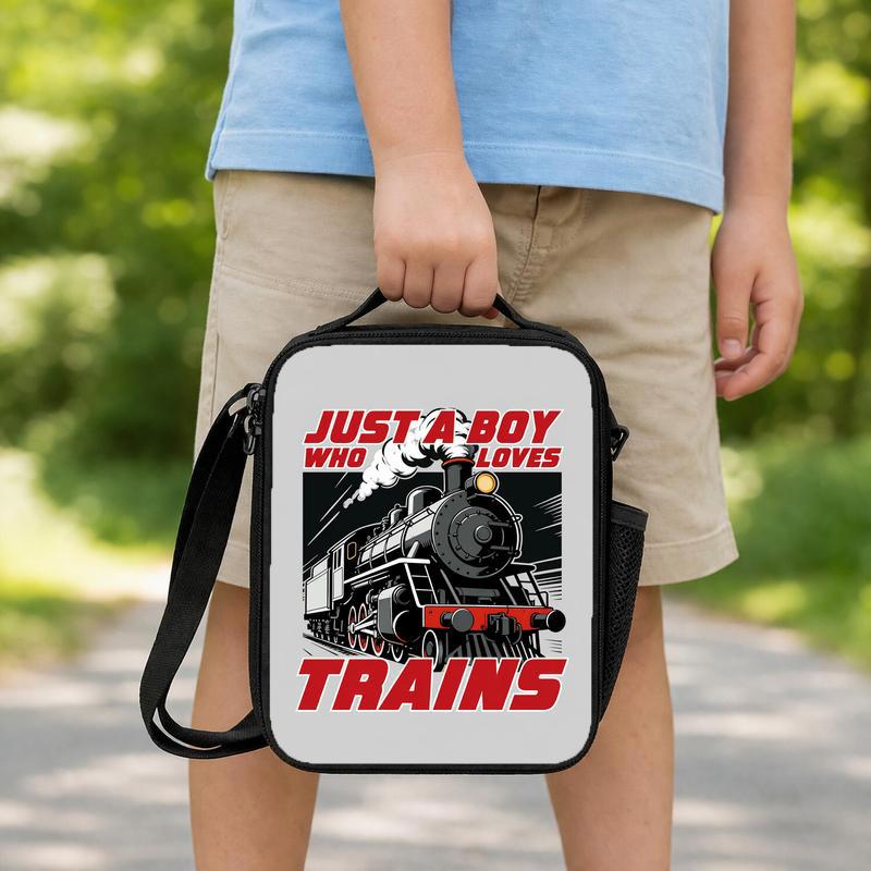 Cool Train Lunch Bag For Kids - Just A Boy Who Loves Trains Lunch Box Bag Cool Train Lunch Bag For Kids - Just A Boy Who Loves Trains Lunch Box Bag