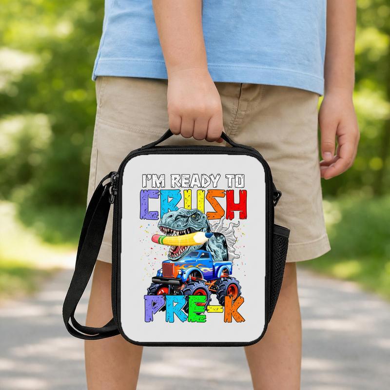 Crush Pre-K Dino Truck Lunch Bag - Kids School Fun Lunch Box Bag Crush Pre-K Dino Truck Lunch Bag - Kids School Fun Lunch Box Bag