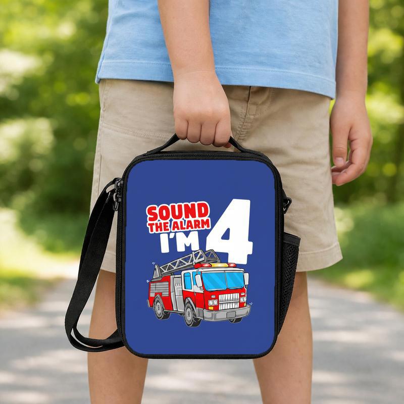 Custom Age Fire Truck Lunch Bag - Funny Back To School Kids Lunch Box Bag Custom Age Fire Truck Lunch Bag - Funny Back To School Kids Lunch Box Bag