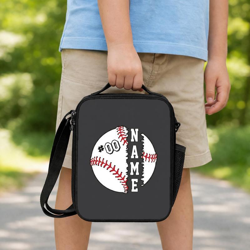 Custom Baseball Lunch Bag - Name And Number Back To School Lunch Box Bag Custom Baseball Lunch Bag - Name And Number Back To School Lunch Box Bag