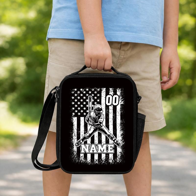 Custom Baseball Lunch Bag - Name Number USA Flag Player Lunch Box Bag Custom Baseball Lunch Bag - Name Number USA Flag Player Lunch Box Bag