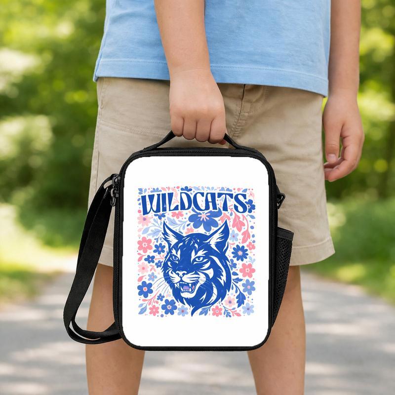 Custom Floral Mascot Lunch Bag - Middle School Spirit Style Lunch Box Bag