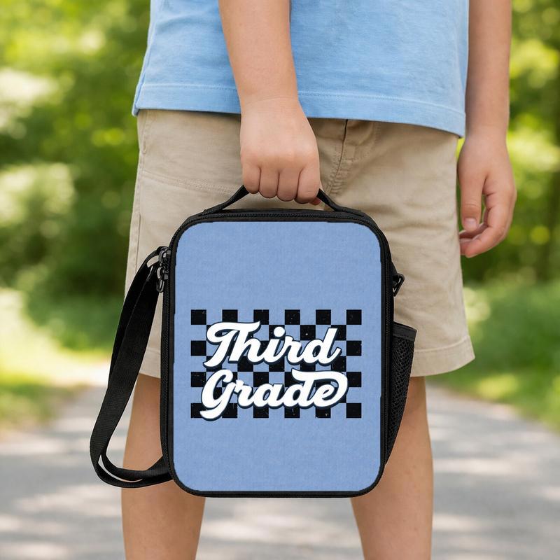 Custom Grade Checkered Lunch Bag - Cool Back To School Look Lunch Box Bag