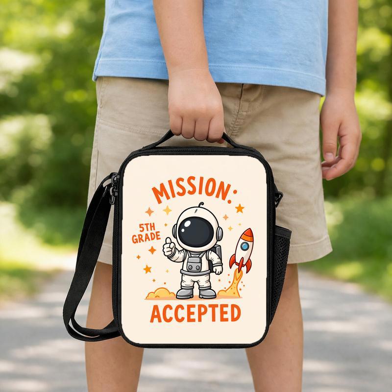 Custom Grade Lunch Bag Kids - Mission Accepted Astronaut Theme Lunch Box Bag