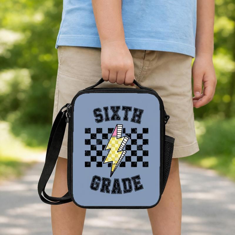 Custom Grade Middle School Lunch Bag - Back To School Cool Retro Style Lunch Box Bag Custom Grade Middle School Lunch Bag - Back To School Cool Retro Style Lunch Box Bag