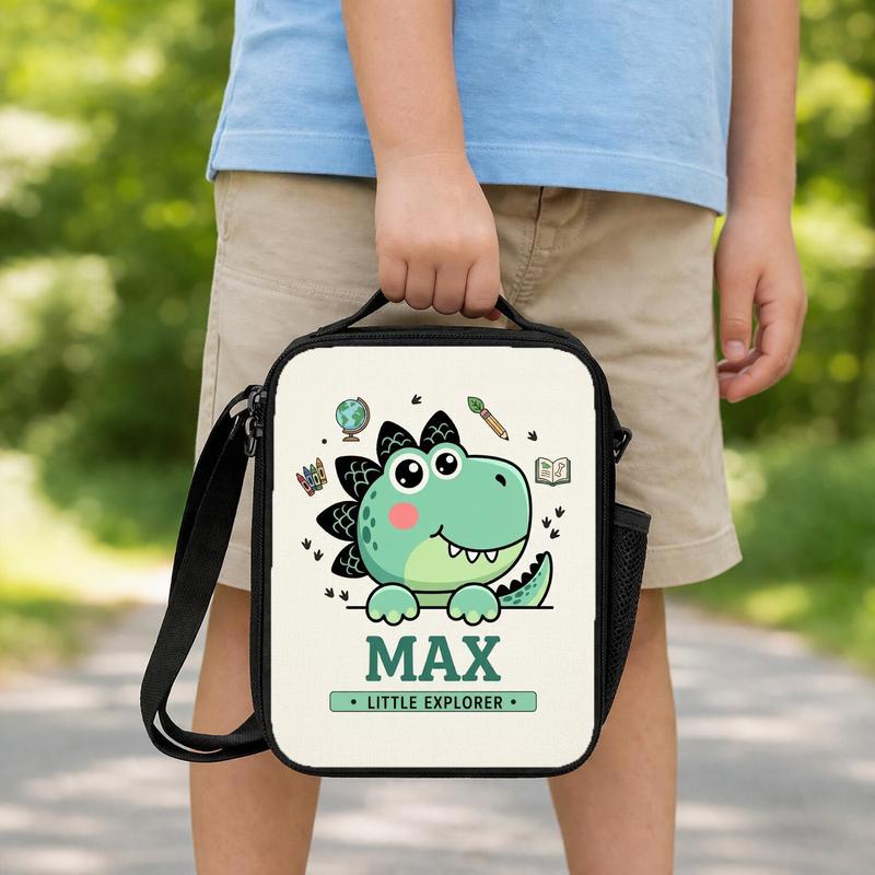 Custom Little Explorer Dino Lunch Bag - School Adventure Kids Lunch Box Bag Custom Little Explorer Dino Lunch Bag - School Adventure Kids Lunch Box Bag