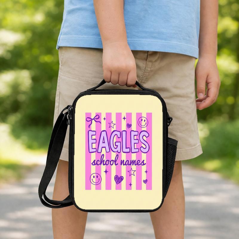 Custom Mascot Striped Lunch Bag - Middle School Spirit Trendy Look Lunch Box Bag Custom Mascot Striped Lunch Bag - Middle School Spirit Trendy Look Lunch Box Bag
