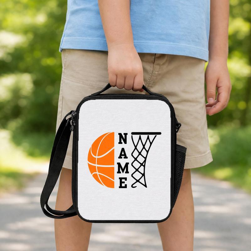 Custom Name Basketball Lunch Bag - Back To School Sport Style Lunch Box Bag Custom Name Basketball Lunch Bag - Back To School Sport Style Lunch Box Bag