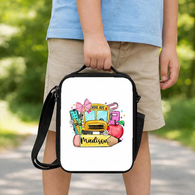Custom Name Lunch Bag - Cute School Bus Back To School Lunch Box Bag Custom Name Lunch Bag - Cute School Bus Back To School Lunch Box Bag