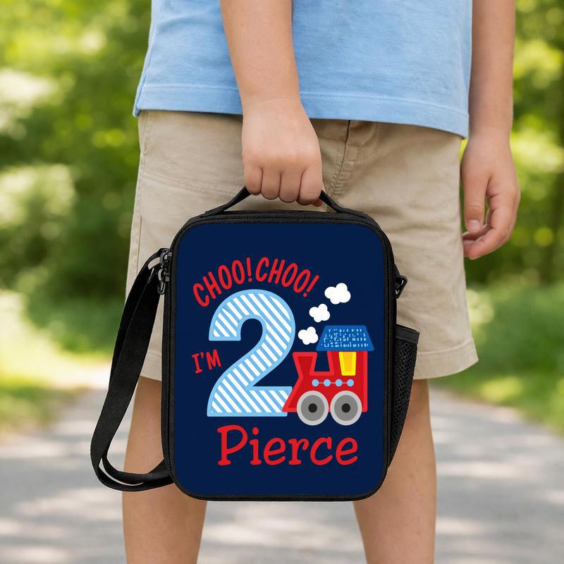 Custom Name Train Lunch Bag - I'm 2 Choo Choo Kids Gift Lunch Box Bag