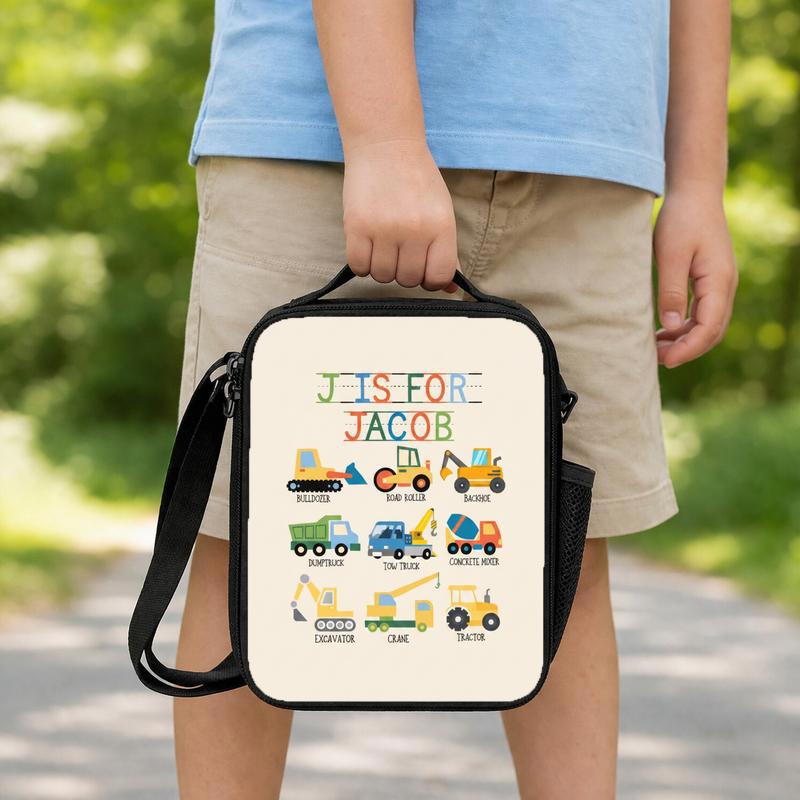 Custom Name Truck Lunch Bag For Boys - Back To School Gift Lunch Box Bag Custom Name Truck Lunch Bag For Boys - Back To School Gift Lunch Box Bag
