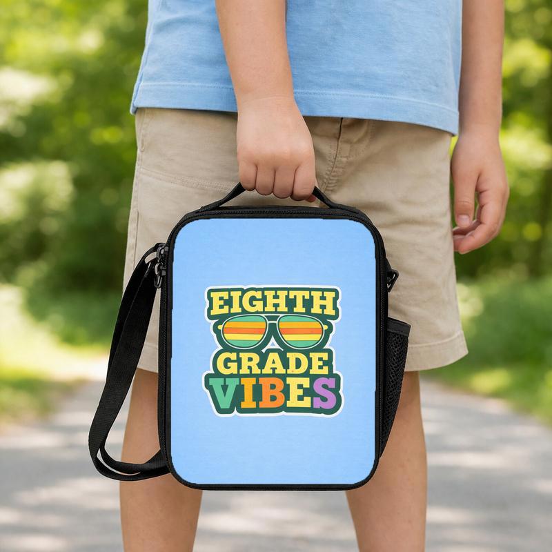 Custom 8th Grade Lunch Bag - Middle School Back To School Retro Vibe Lunch Box Bag Custom 8th Grade Lunch Bag - Middle School Back To School Retro Vibe Lunch Box Bag