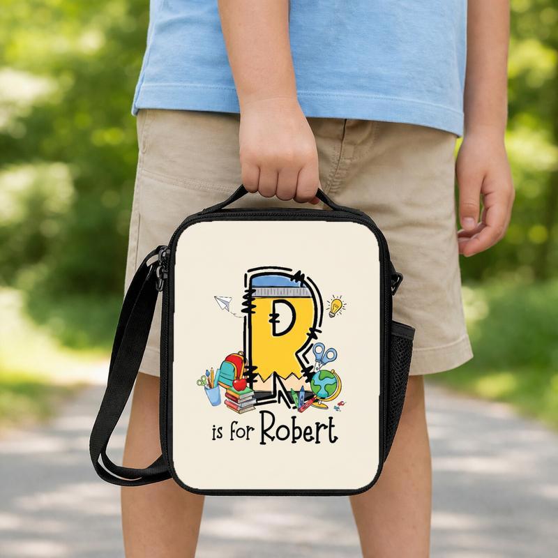 Cute Kindergarten Lunch Bag - Custom Initial Kids Gift Lunch Box Bag Cute Kindergarten Lunch Bag - Custom Initial Kids Gift Lunch Box Bag