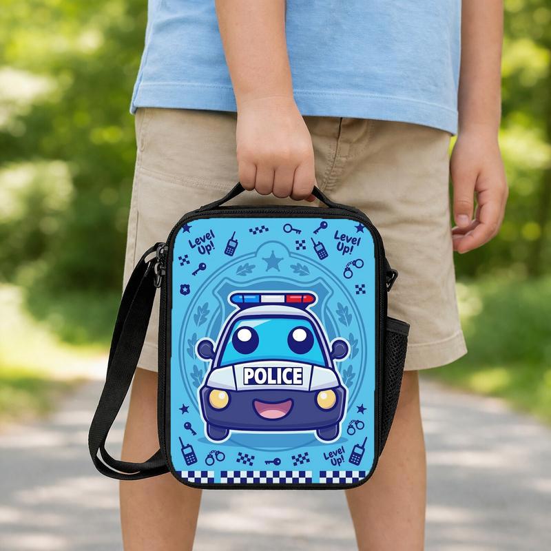 Cute Police Car Lunch Bag - Level Up Kids Back To School Gift Lunch Box Bag Cute Police Car Lunch Bag - Level Up Kids Back To School Gift Lunch Box Bag