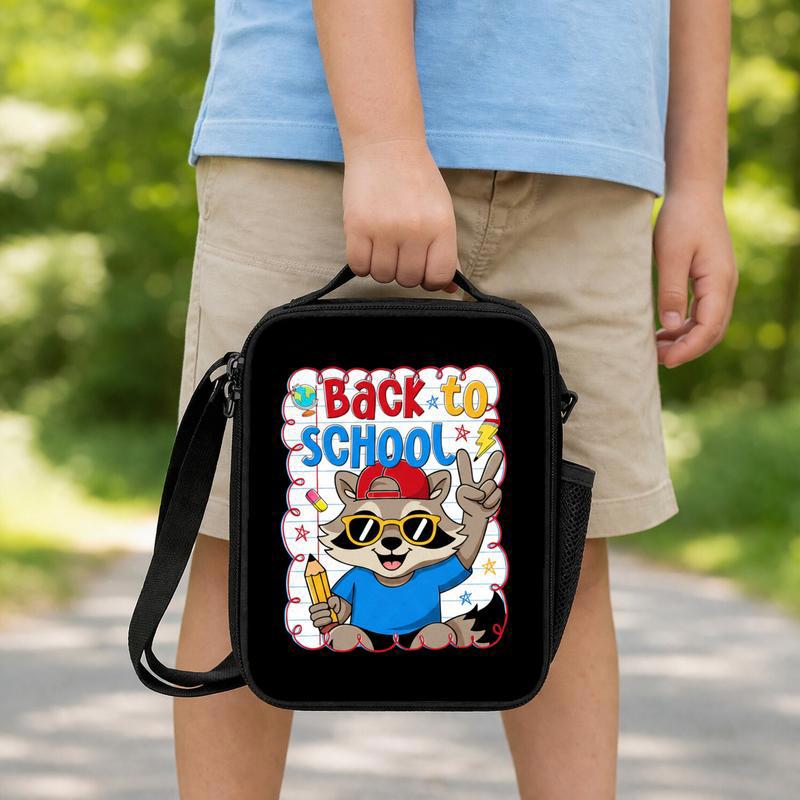 Cute Raccoon Lunch Bag - Kids Back To School Fun Design Lunch Box Bag