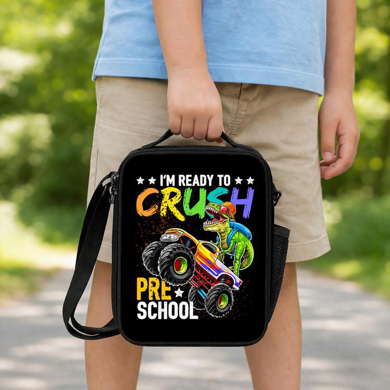 Dinosaur Monster Truck Lunch Bag For Kids - Back To School Fun Lunch Box Bag Dinosaur Monster Truck Lunch Bag For Kids - Back To School Fun Lunch Box Bag