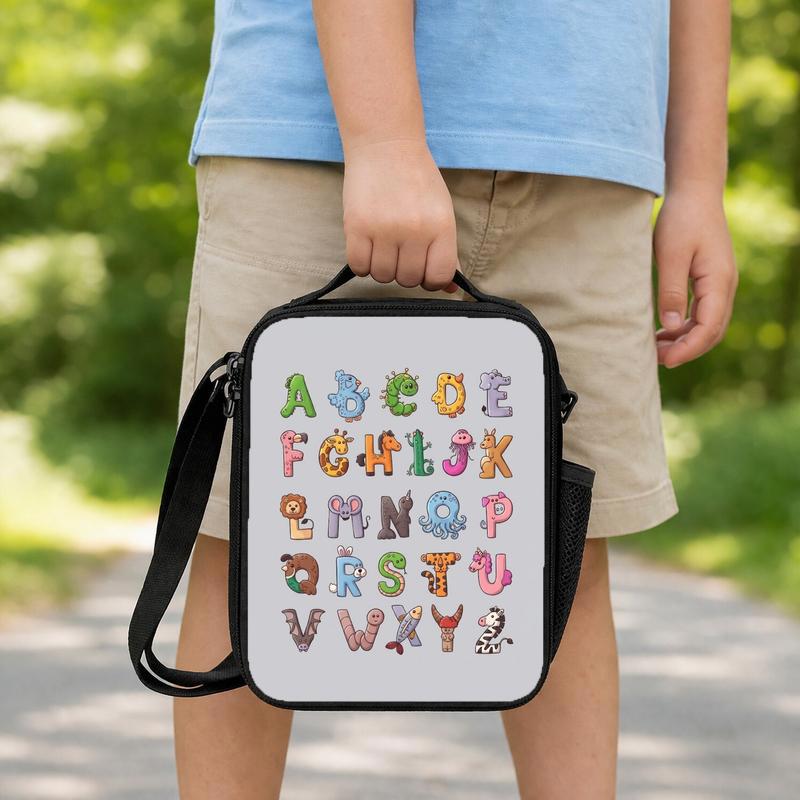 Educational Kids Lunch Bag - Fun ABC Animals Learning Design Lunch Box Bag