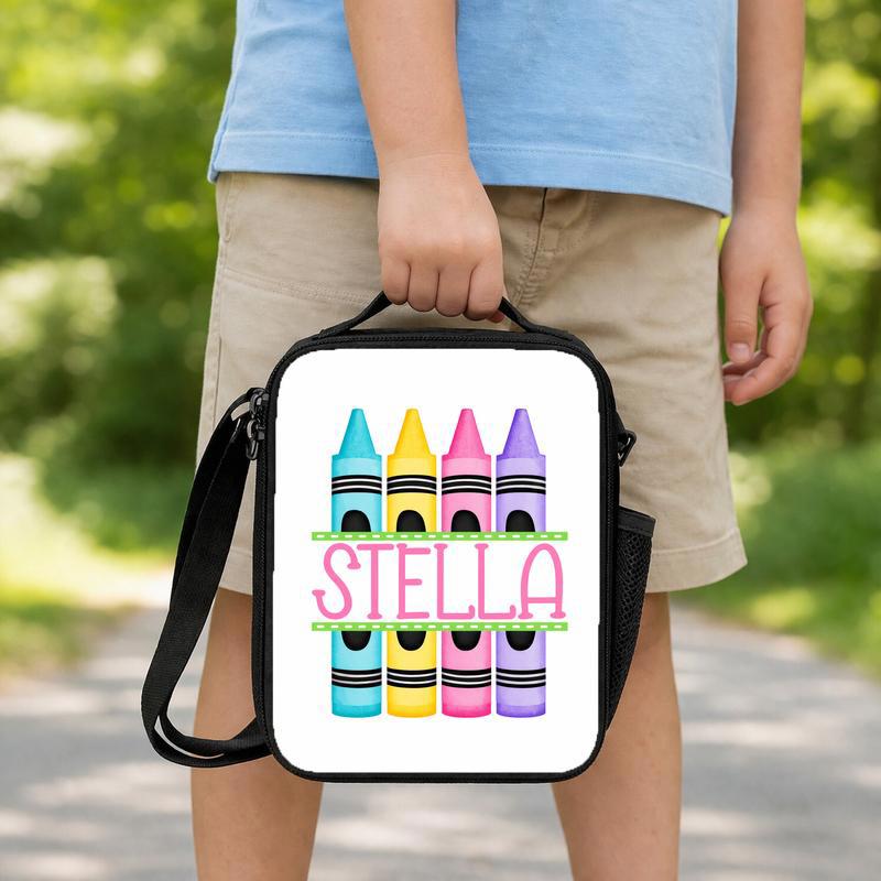 Elementary School Lunch Bag - Custom Name Crayon Style Lunch Box Bag Elementary School Lunch Bag - Custom Name Crayon Style Lunch Box Bag