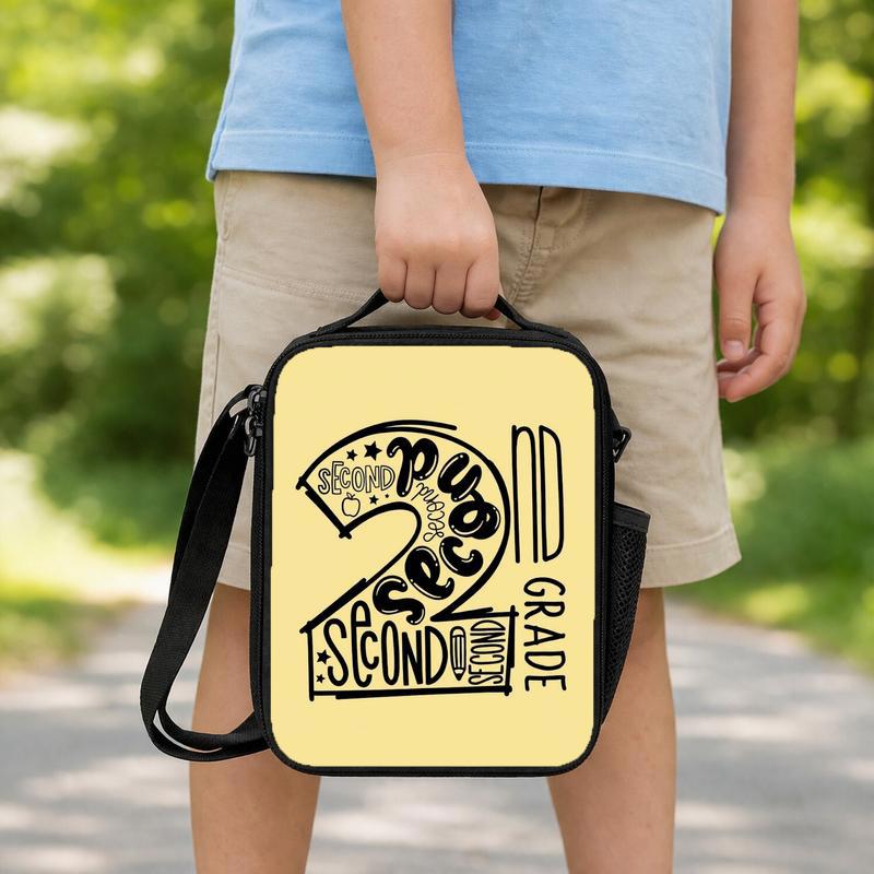 Elementary School 2nd Grade Lunch Bag - Cool Bold Letter Style Lunch Box Bag