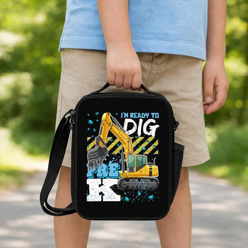 Excavator Lunch Bag For Kids - Ready To Dig Pre-K Gift Lunch Box Bag Excavator Lunch Bag For Kids - Ready To Dig Pre-K Gift Lunch Box Bag