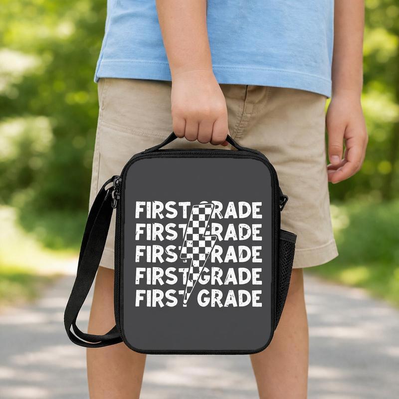 First Grade Lightning Checkerboard - Cool Kids School Lunch Bag Lunch Box Bag