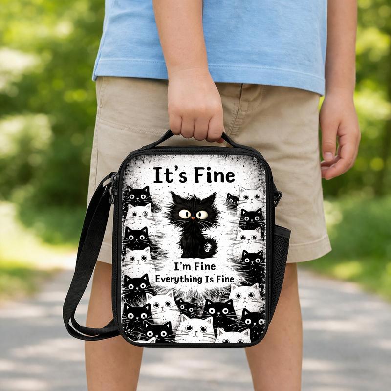 Funny Black Cat School Backpack For Girls Boys Lunch Box Bag Funny Black Cat School Backpack For Girls Boys Lunch Box Bag