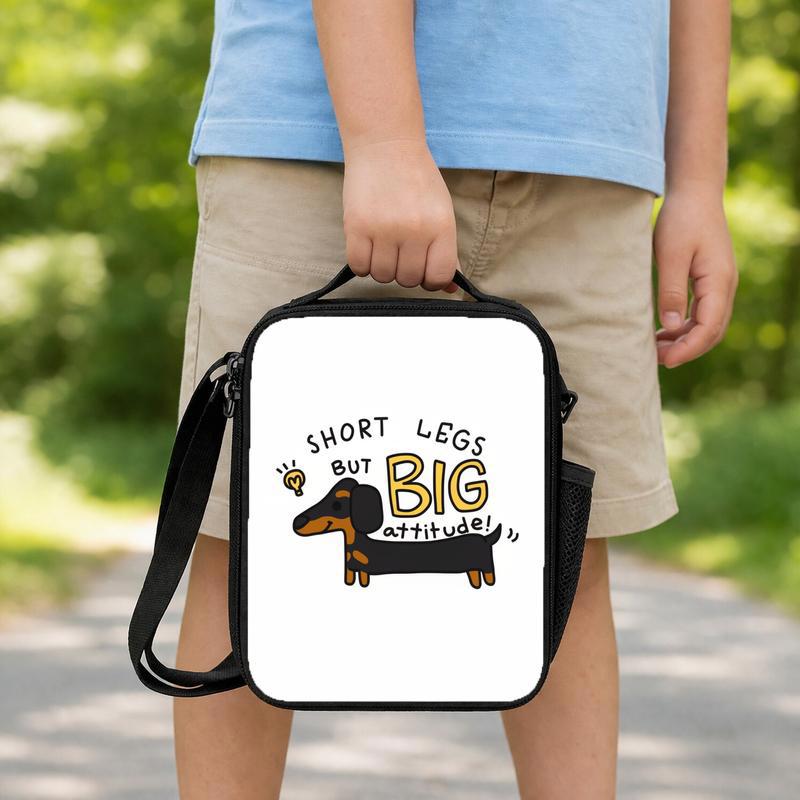 Funny Dashund Dog - Short Legs But Big Attitude Lunch Box Bag Funny Dashund Dog - Short Legs But Big Attitude Lunch Box Bag