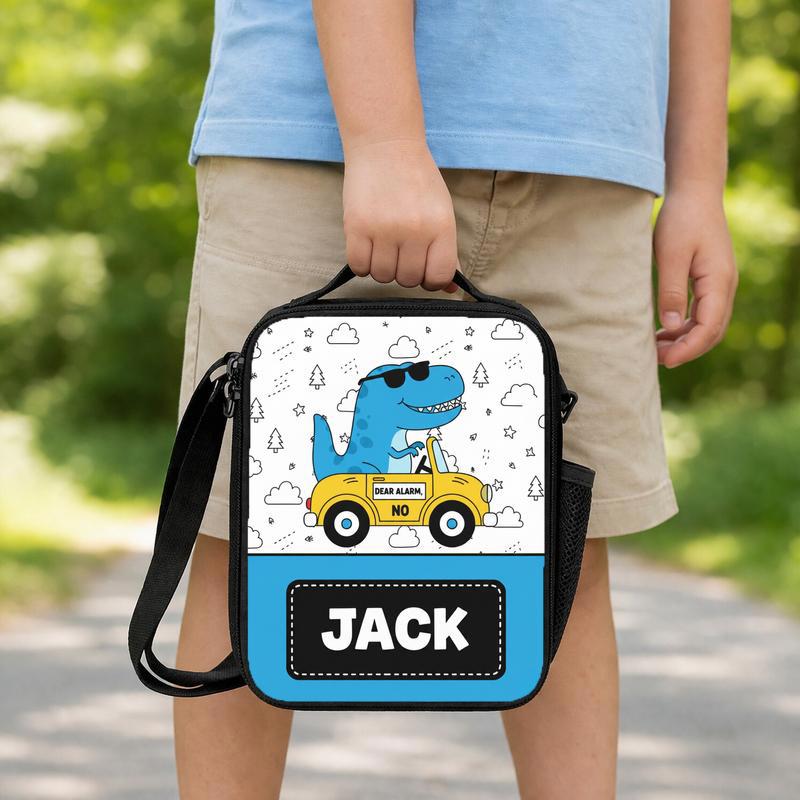 Funny Dinosaur Lunch Bag With Name - Back To School Kids Lunch Box Bag Funny Dinosaur Lunch Bag With Name - Back To School Kids Lunch Box Bag