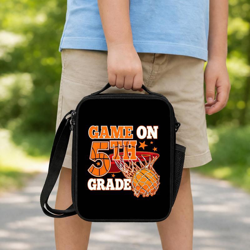 Game On Basketball Lunch Bag - Back To School 5th Grade Kids Lunch Box Bag Game On Basketball Lunch Bag - Back To School 5th Grade Kids Lunch Box Bag