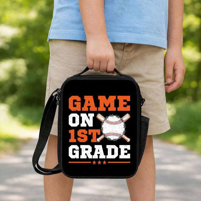 Game On First Grade Lunch Bag - Baseball Kids Gift Lunch Box Bag Game On First Grade Lunch Bag - Baseball Kids Gift Lunch Box Bag
