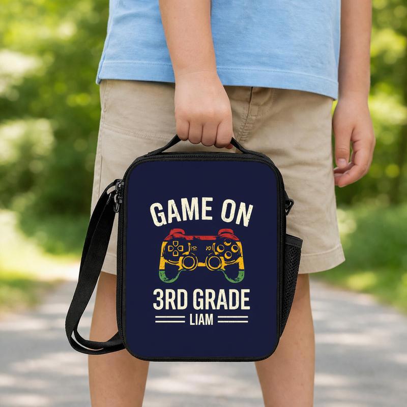 Game On 3rd Grade Lunch Bag - Vintage Personalized Gamer Kids Lunch Box Bag Game On 3rd Grade Lunch Bag - Vintage Personalized Gamer Kids Lunch Box Bag