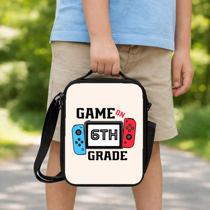 Game On 6th Grade Lunch Bag - Cool Gamer School Style Lunch Box Bag