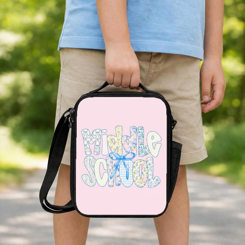 Girl Middle School Lunch Bag - Back To School Floral Bow Style Lunch Box Bag Girl Middle School Lunch Bag - Back To School Floral Bow Style Lunch Box Bag
