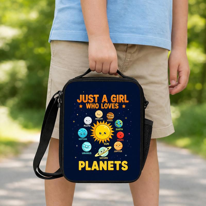 Girls Lunch Bag Space - Just A Girl Who Loves Planets Lunch Box Bag