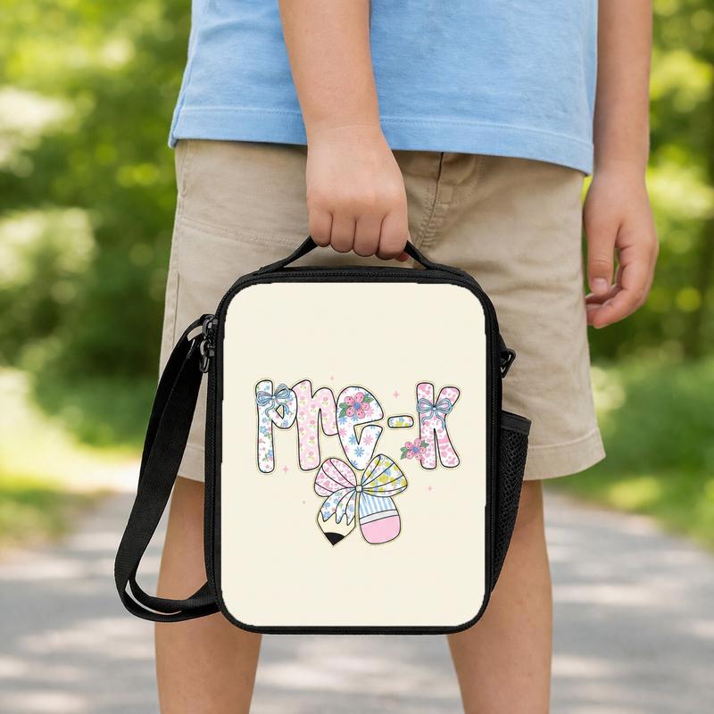 Girls Pre-K Back To School Lunch Bag - Floral Bow Aesthetic Lunch Box Bag Girls Pre-K Back To School Lunch Bag - Floral Bow Aesthetic Lunch Box Bag