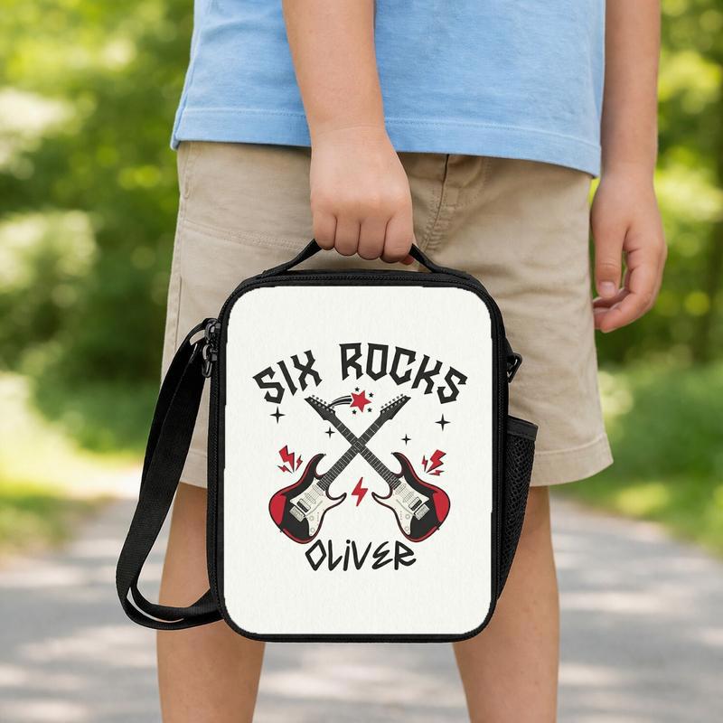 Grade Rocks Lunch Bag For Kids - Custom Name Rock N Roll Style Lunch Box Bag Grade Rocks Lunch Bag For Kids - Custom Name Rock N Roll Style Lunch Box Bag