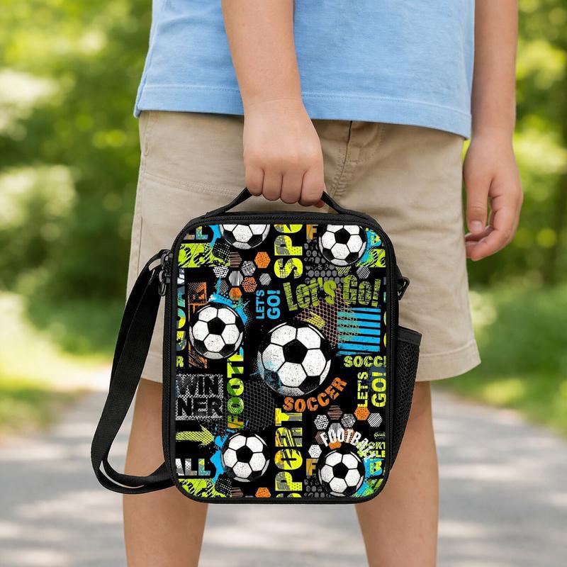 Grunge Soccer Pattern Lunch Bag - Cool Back To School Lunch Box Bag Grunge Soccer Pattern Lunch Bag - Cool Back To School Lunch Box Bag